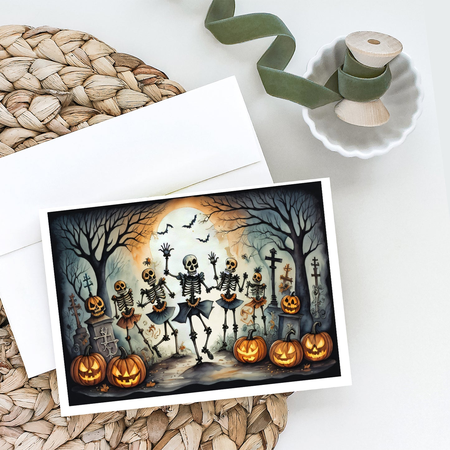 Dancing Skeletons Spooky Halloween Greeting Cards Pack of 8