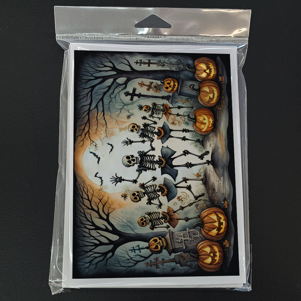 Dancing Skeletons Spooky Halloween Greeting Cards Pack of 8