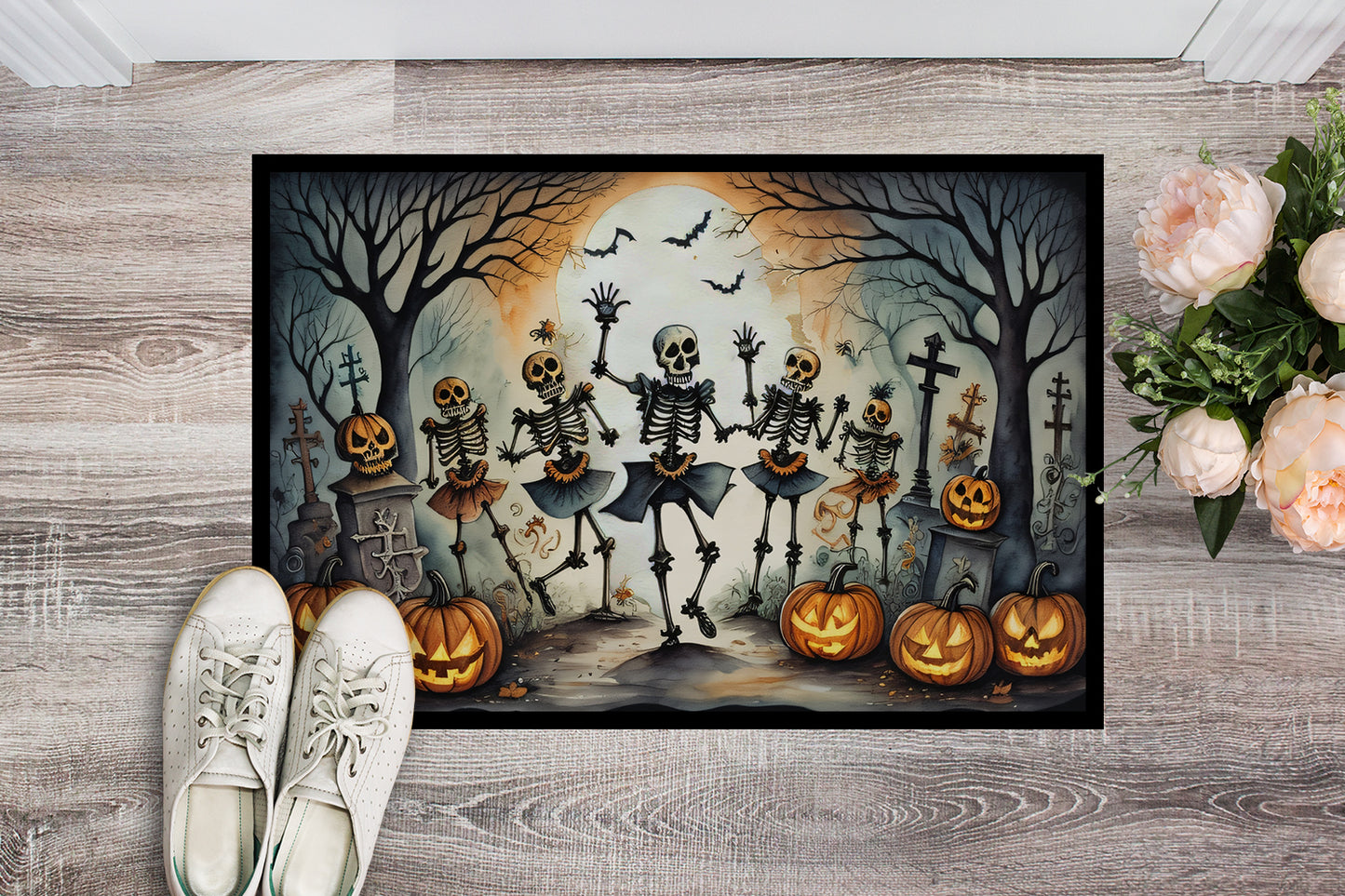 Dancing Skeletons Spooky Halloween Doormat