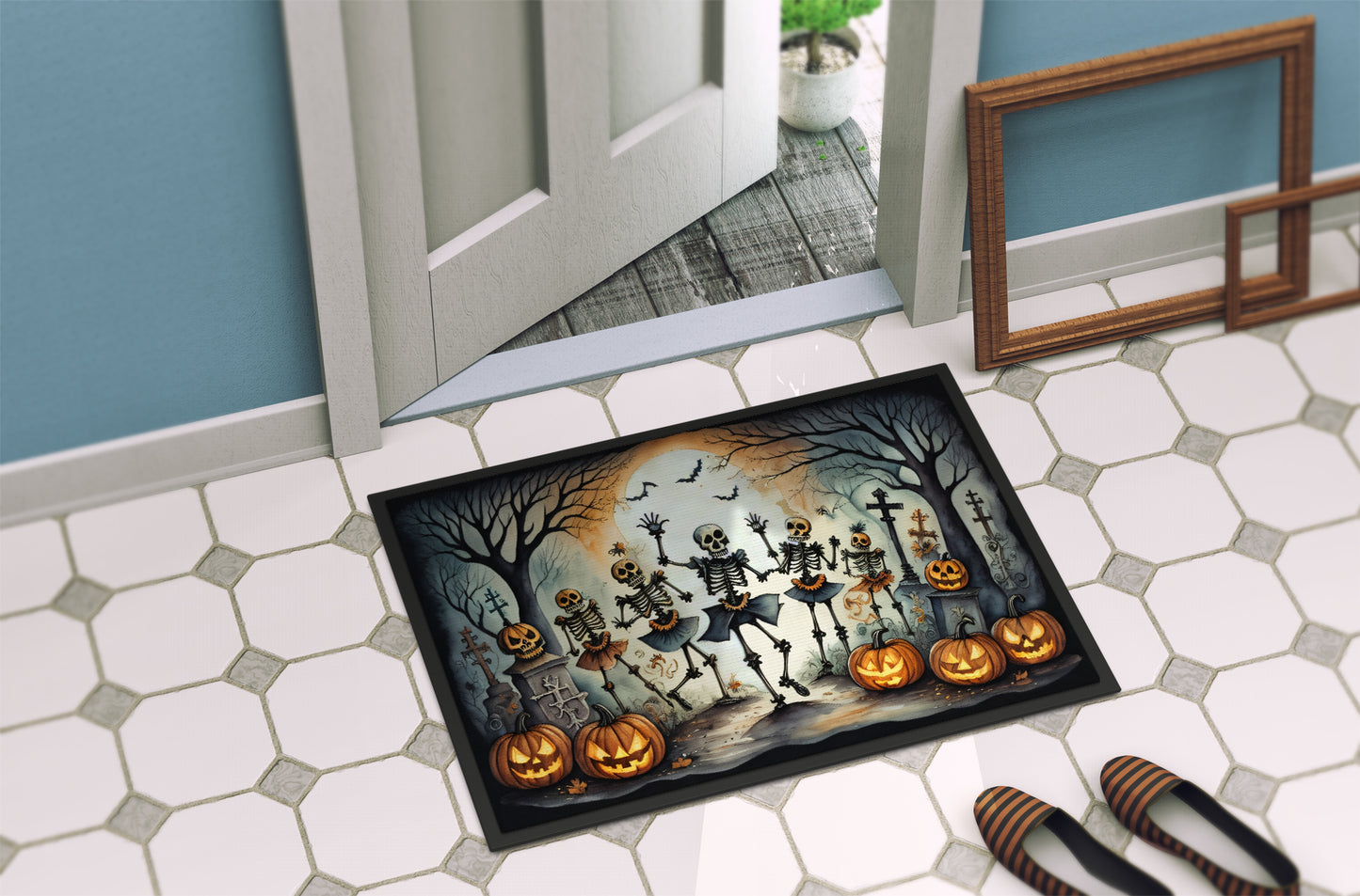 Dancing Skeletons Spooky Halloween Doormat