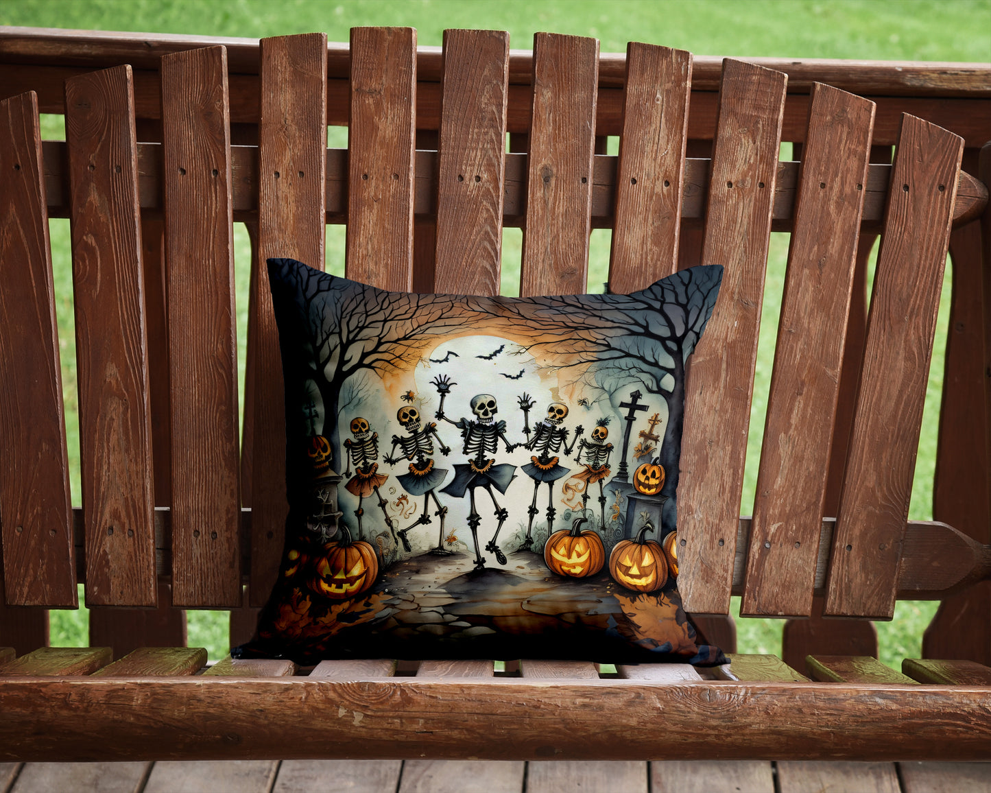 Dancing Skeletons Spooky Halloween Throw Pillow