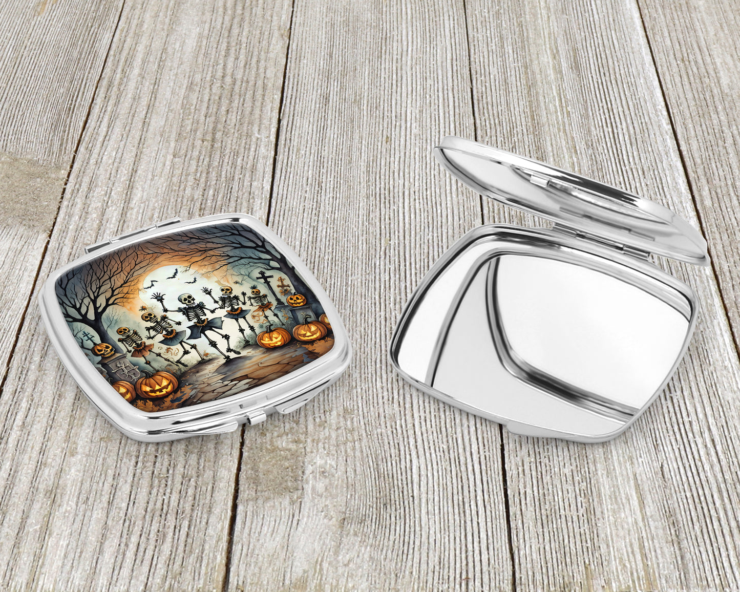 Dancing Skeletons Spooky Halloween Compact Mirror
