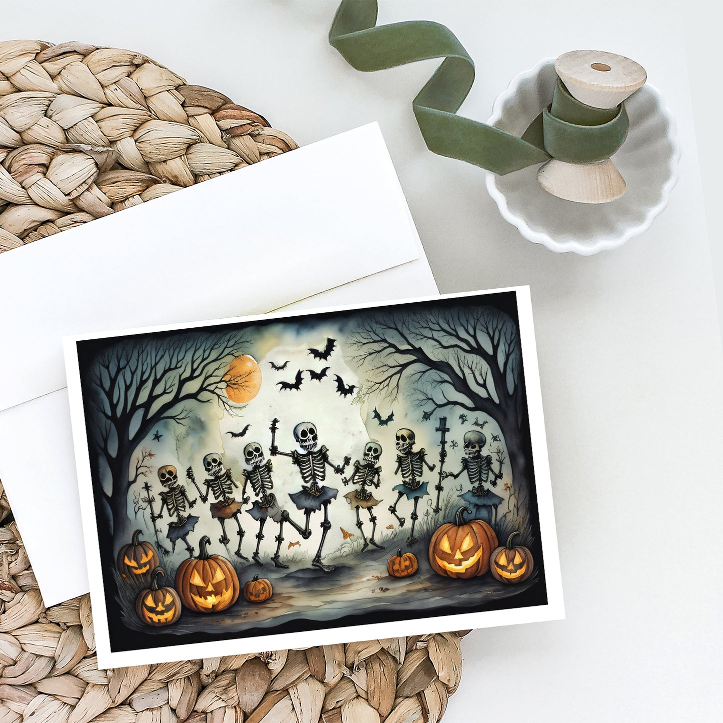 Dancing Skeletons Spooky Halloween Greeting Cards Pack of 8