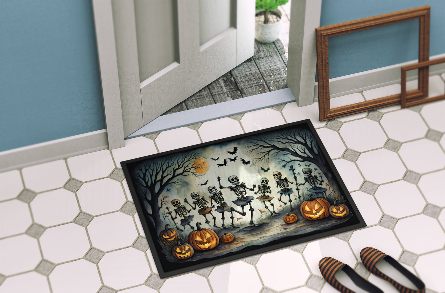 Dancing Skeletons Spooky Halloween Doormat