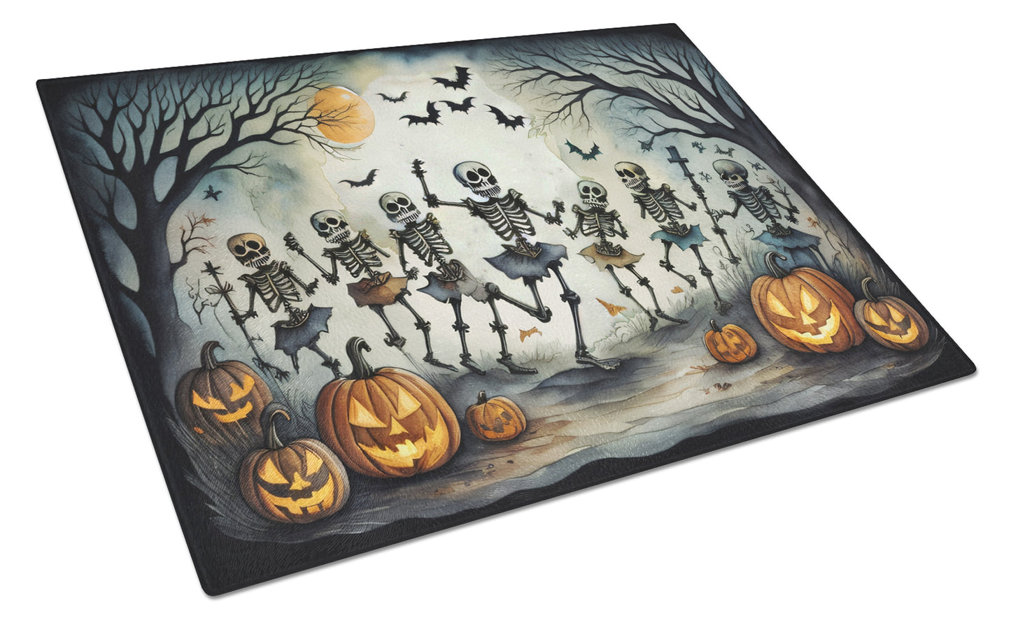 Buy this Dancing Skeletons Spooky Halloween Glass Cutting Board