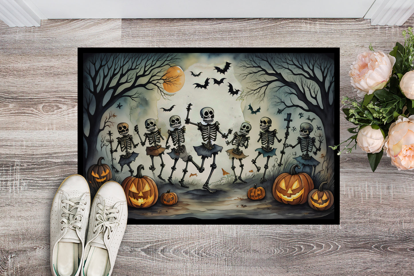 Dancing Skeletons Spooky Halloween Doormat