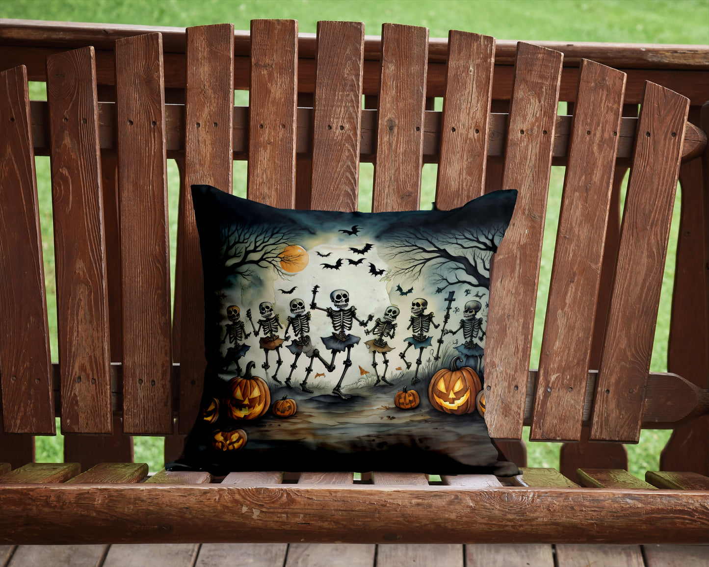 Dancing Skeletons Spooky Halloween Throw Pillow