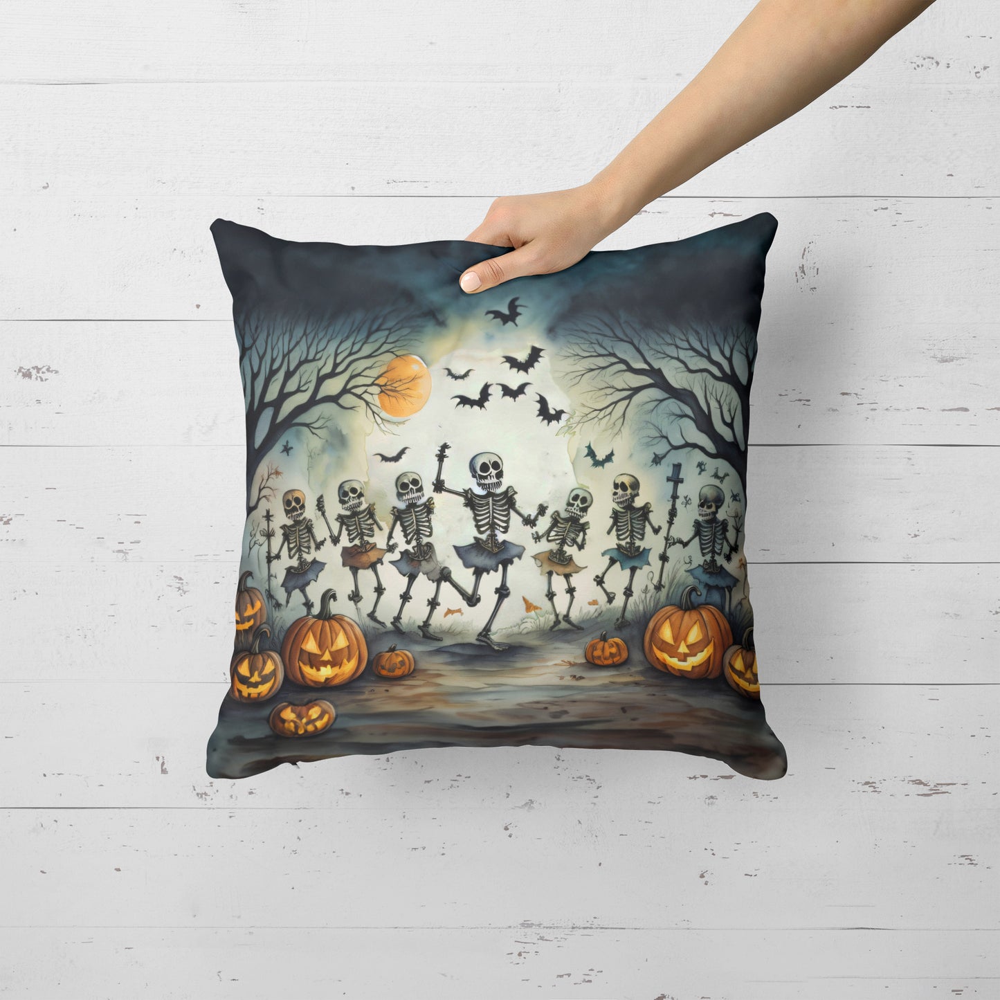 Dancing Skeletons Spooky Halloween Throw Pillow