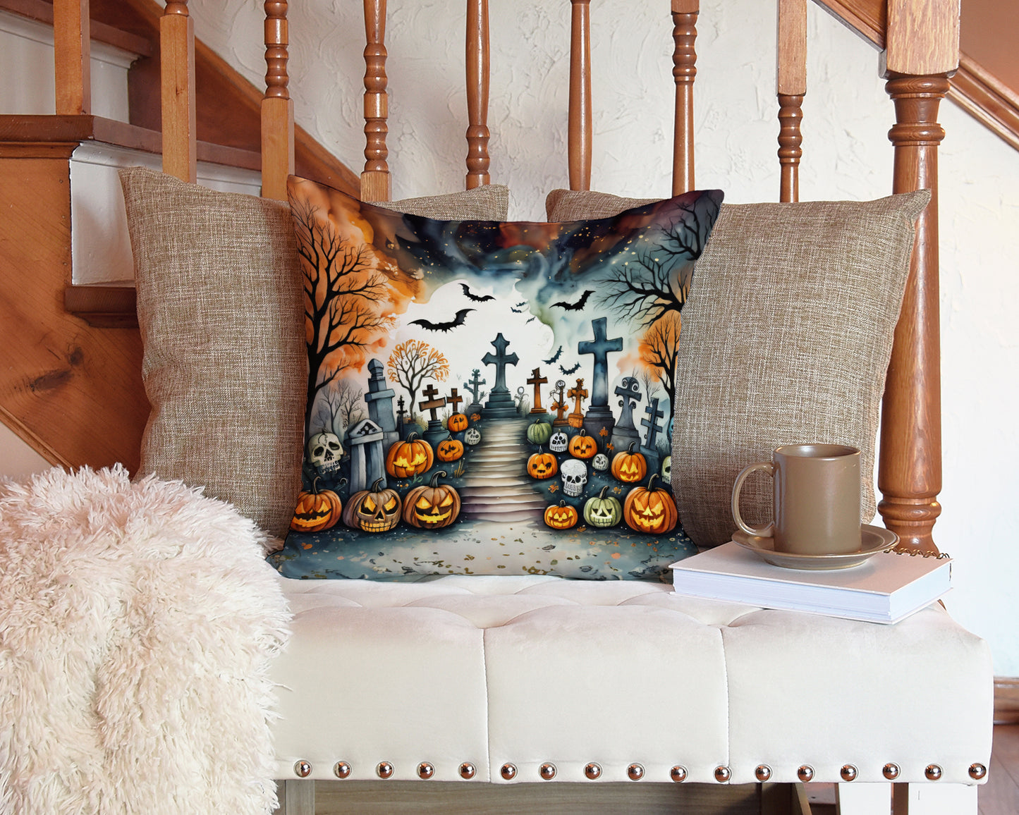 Day of the Dead Spooky Halloween Throw Pillow