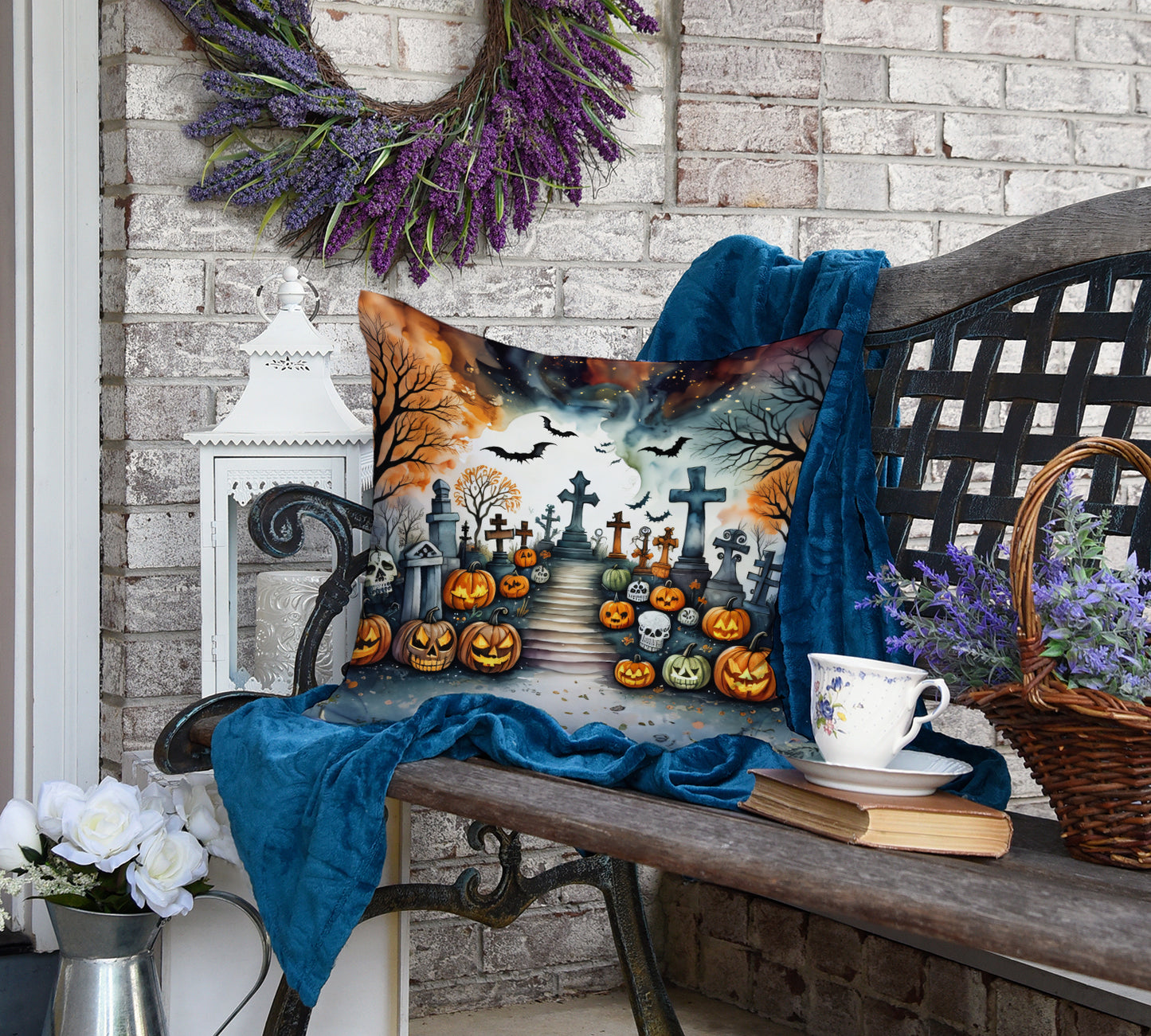 Day of the Dead Spooky Halloween Throw Pillow