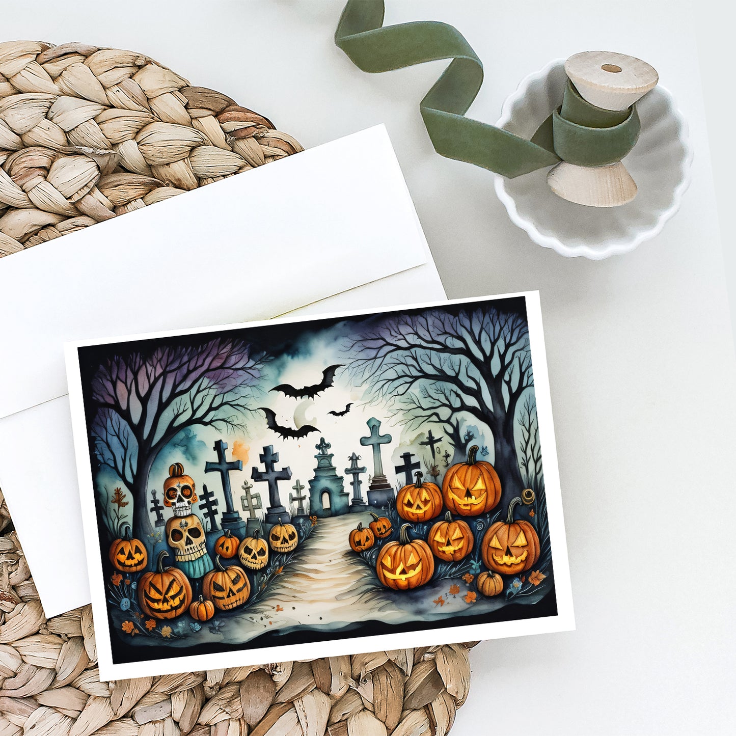 Day of the Dead Spooky Halloween Greeting Cards Pack of 8