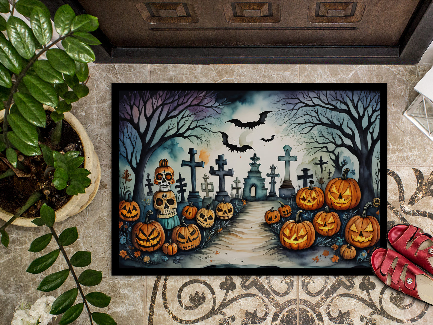 Day of the Dead Spooky Halloween Doormat