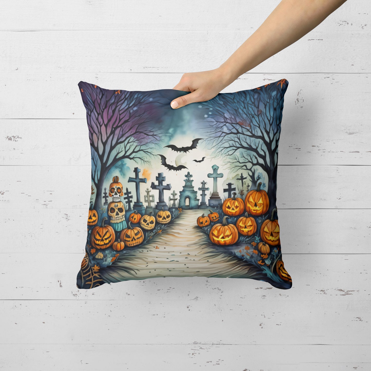 Day of the Dead Spooky Halloween Throw Pillow