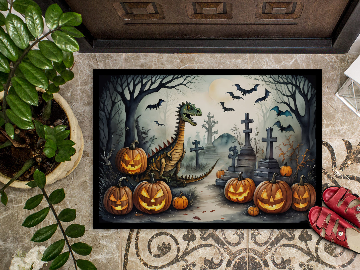 Dinosaurs Spooky Halloween Doormat