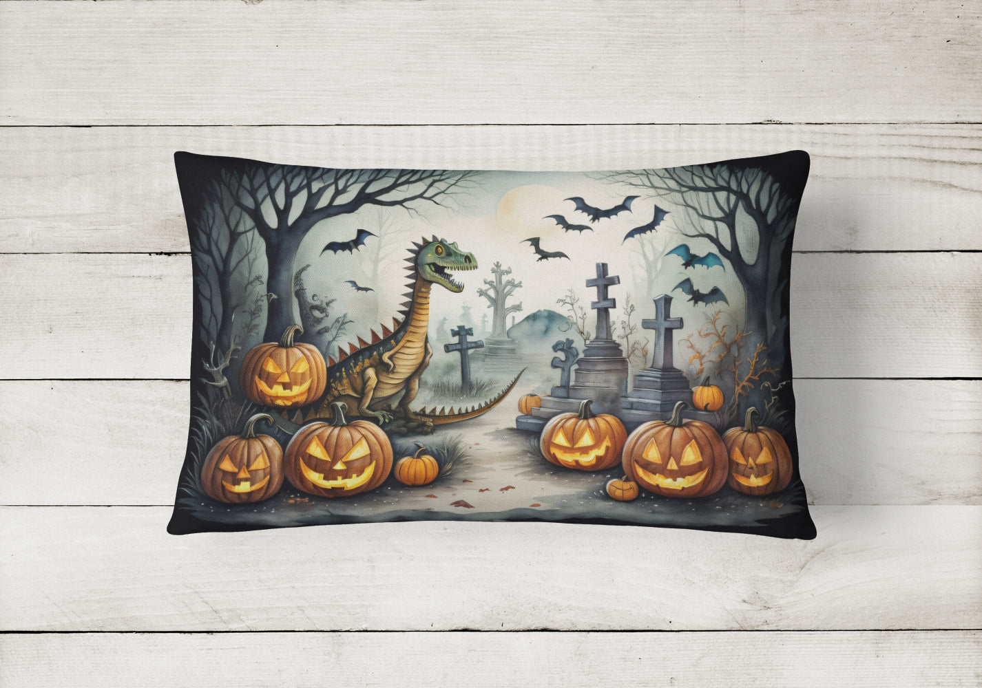 Dinosaurs Spooky Halloween Throw Pillow