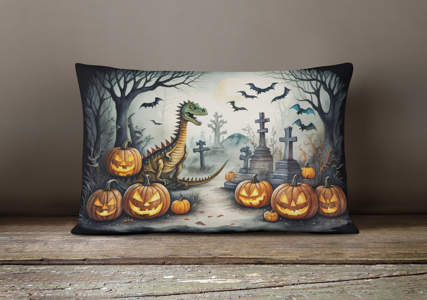 Dinosaurs Spooky Halloween Throw Pillow