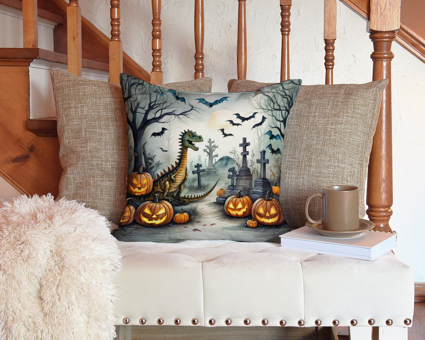 Dinosaurs Spooky Halloween Throw Pillow