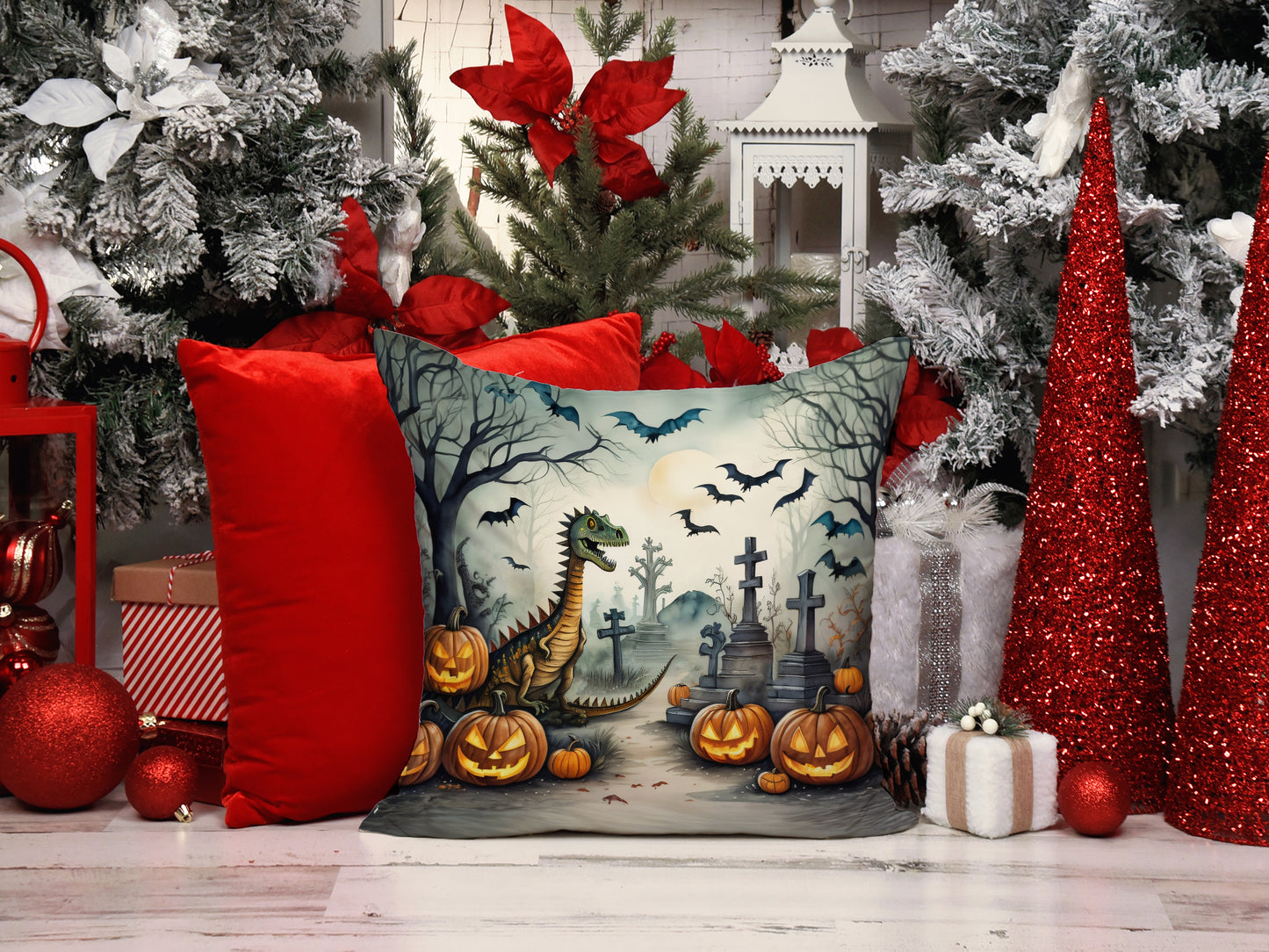 Dinosaurs Spooky Halloween Throw Pillow