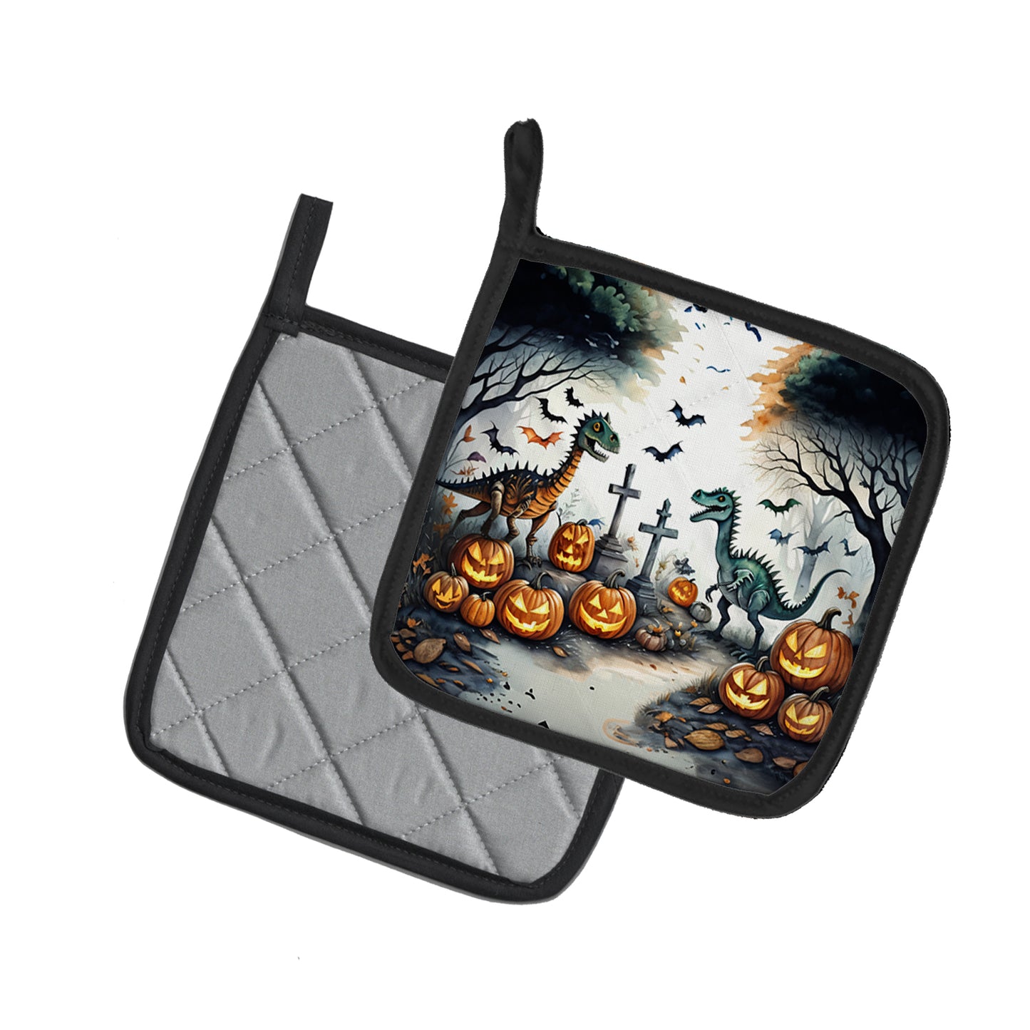 Dinosaurs Spooky Halloween Pair of Pot Holders