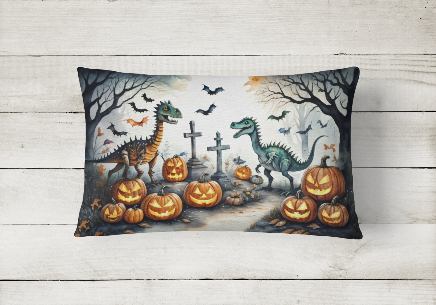 Dinosaurs Spooky Halloween Throw Pillow