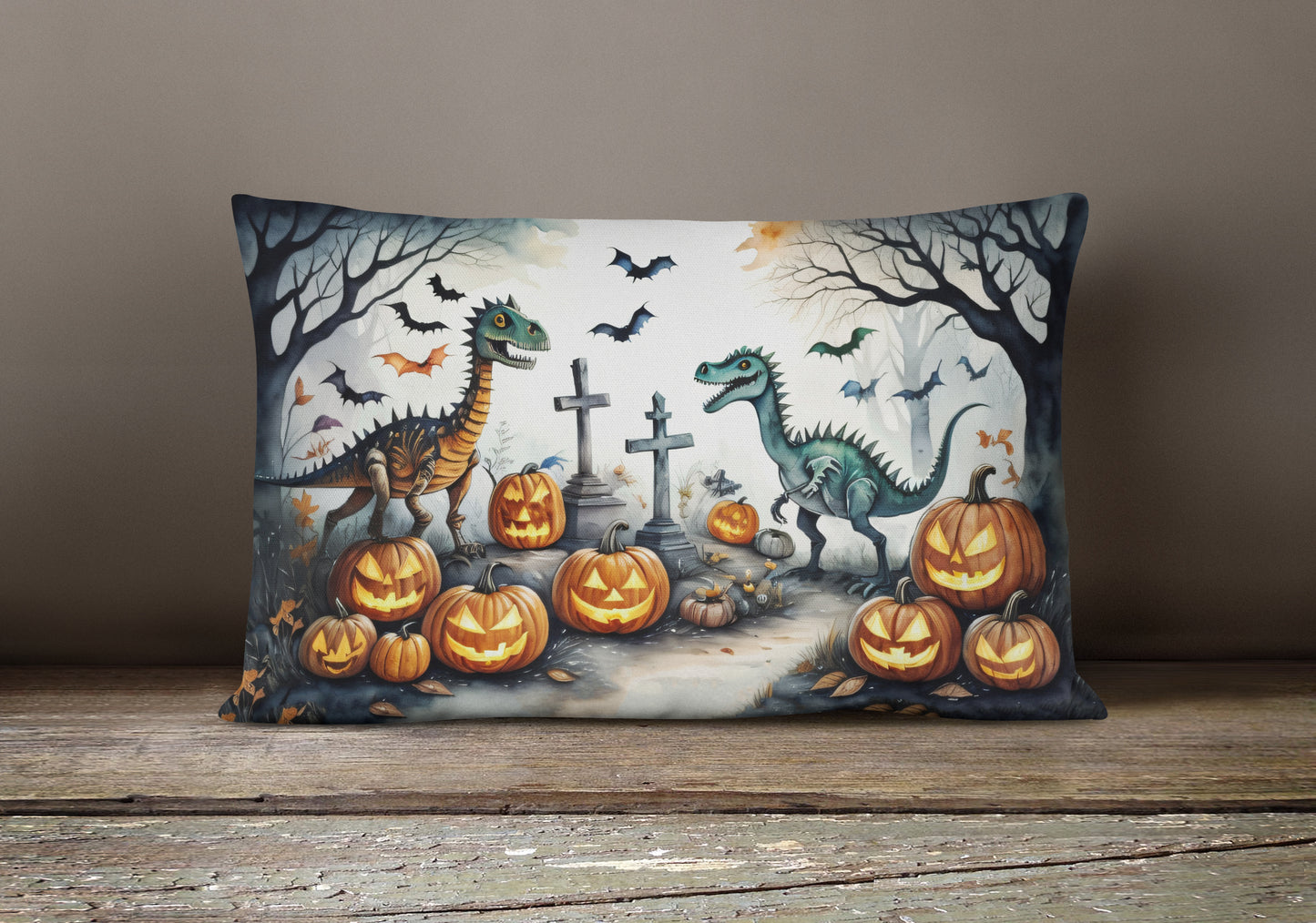 Dinosaurs Spooky Halloween Throw Pillow