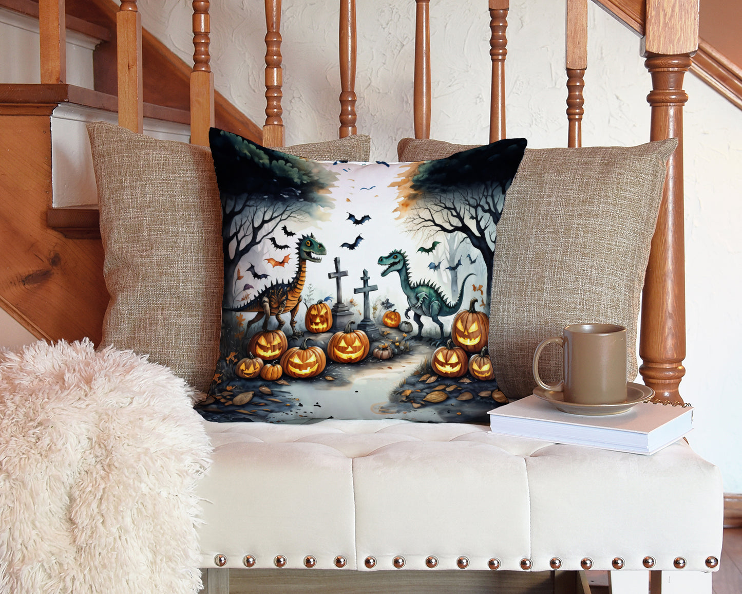 Dinosaurs Spooky Halloween Throw Pillow