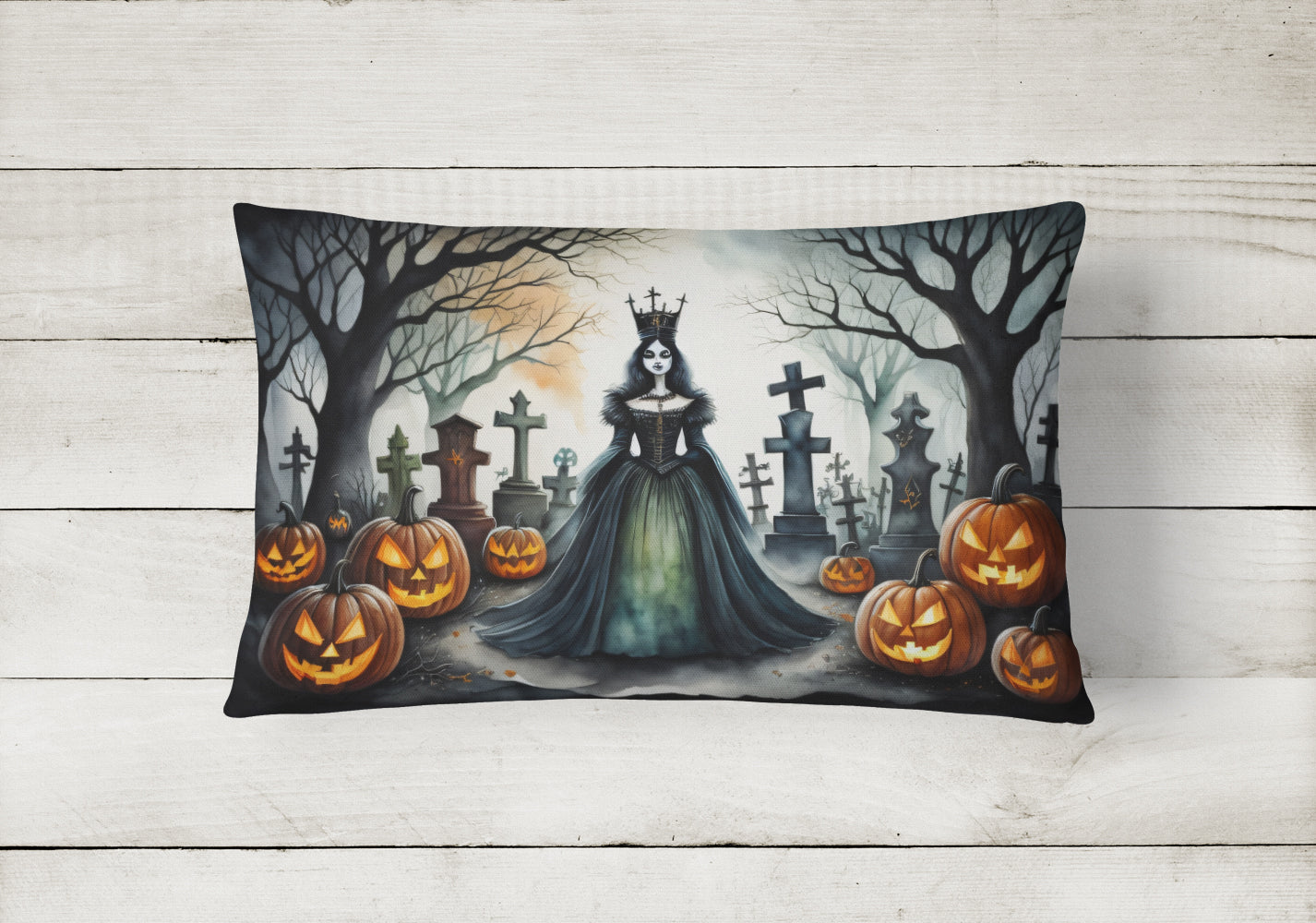 Evil Queen Spooky Halloween Throw Pillow