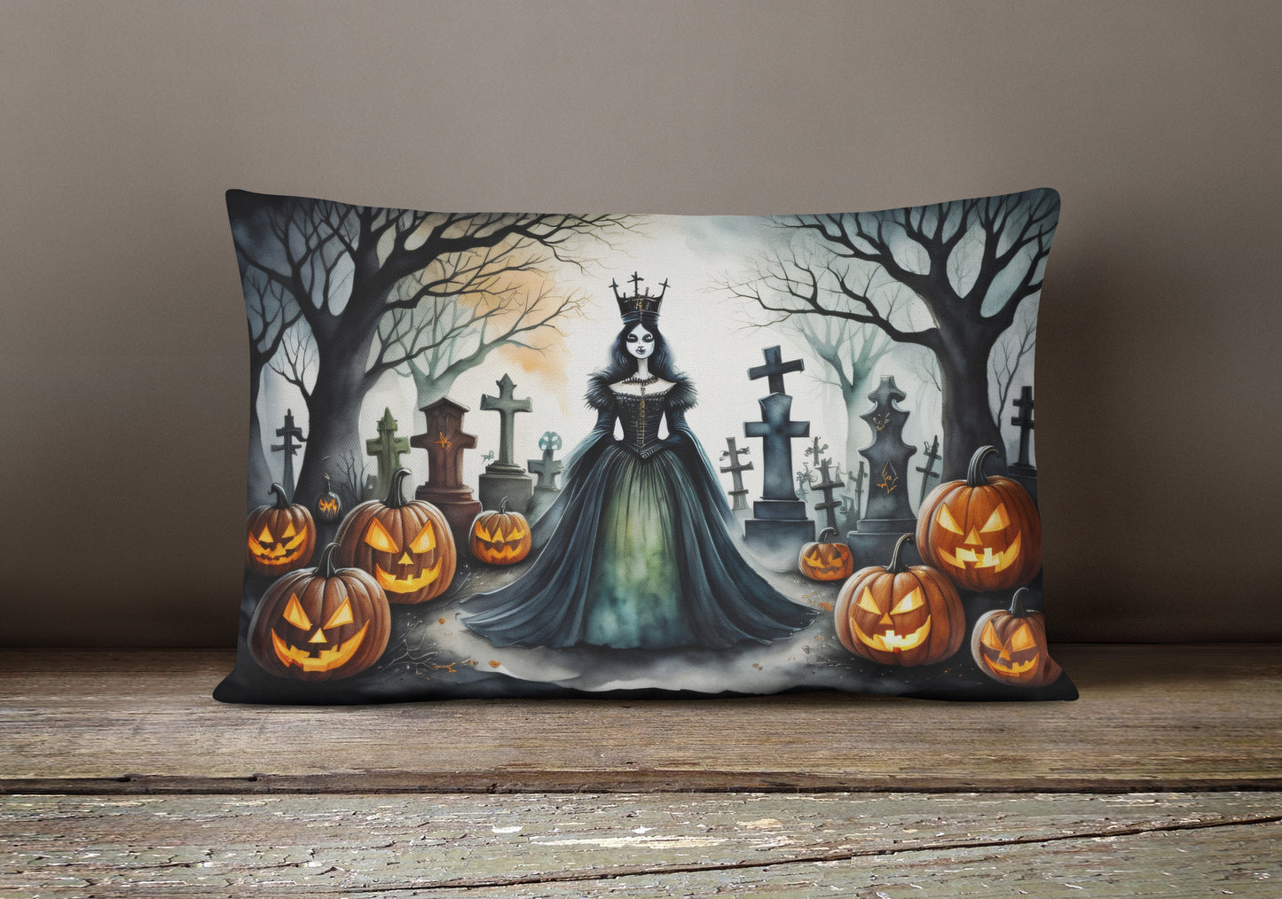 Evil Queen Spooky Halloween Throw Pillow