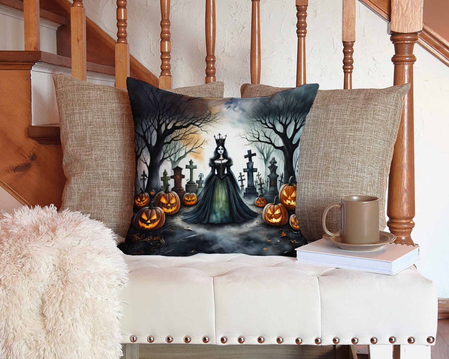 Evil Queen Spooky Halloween Throw Pillow