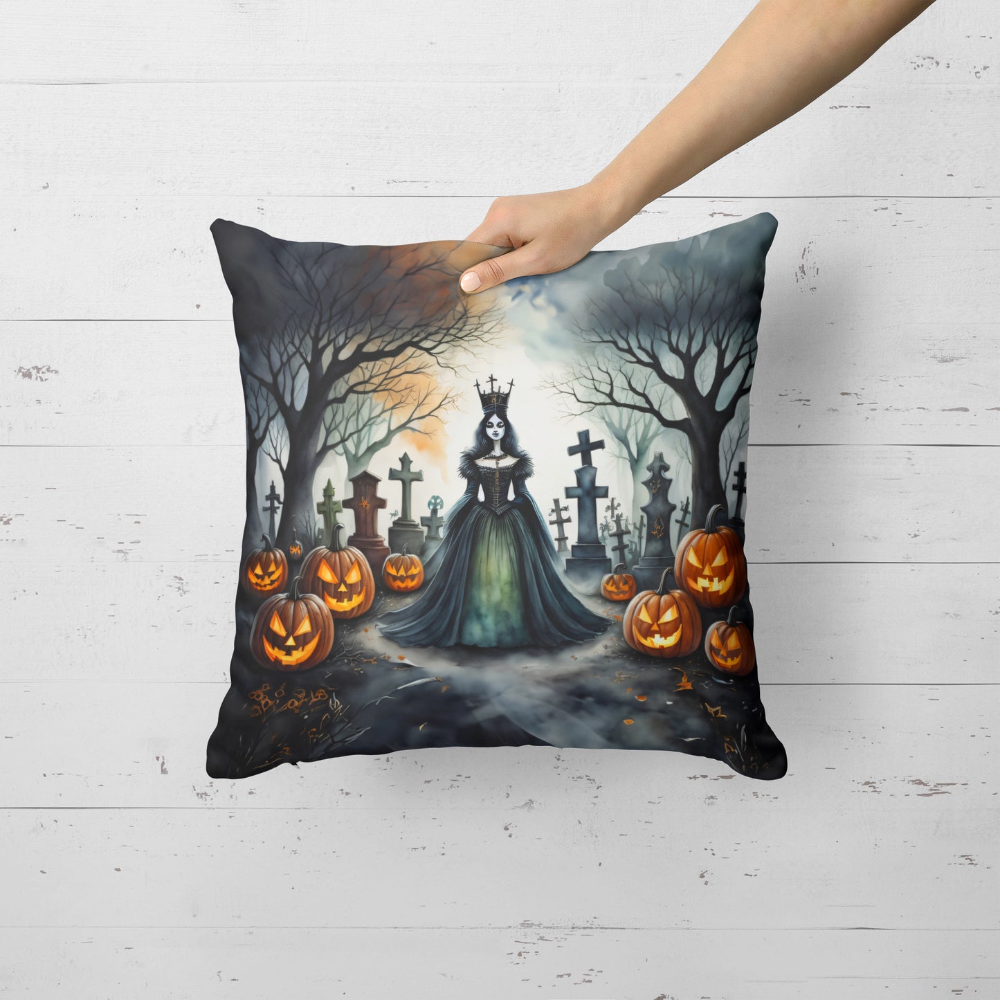 Evil Queen Spooky Halloween Throw Pillow