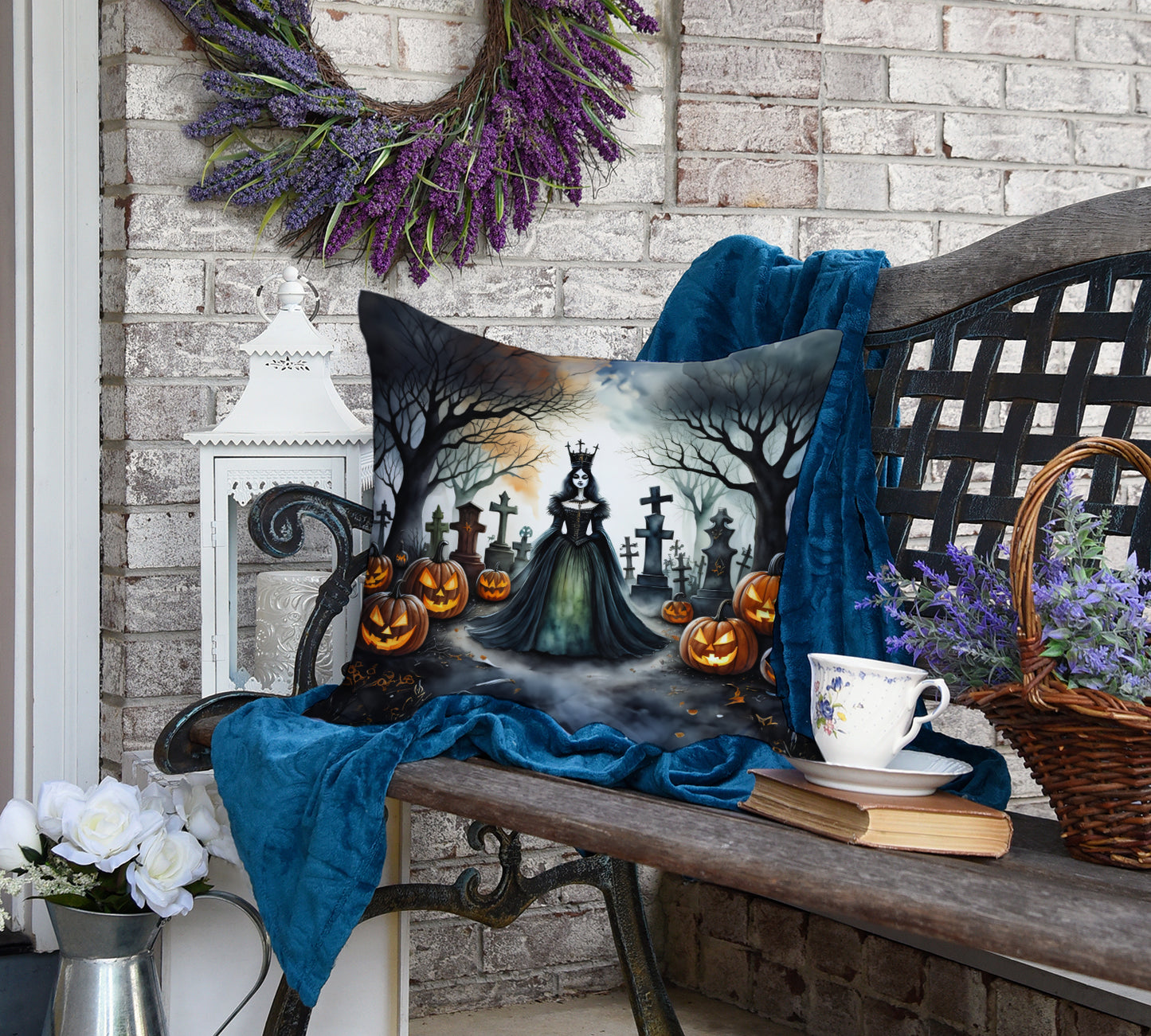 Evil Queen Spooky Halloween Throw Pillow