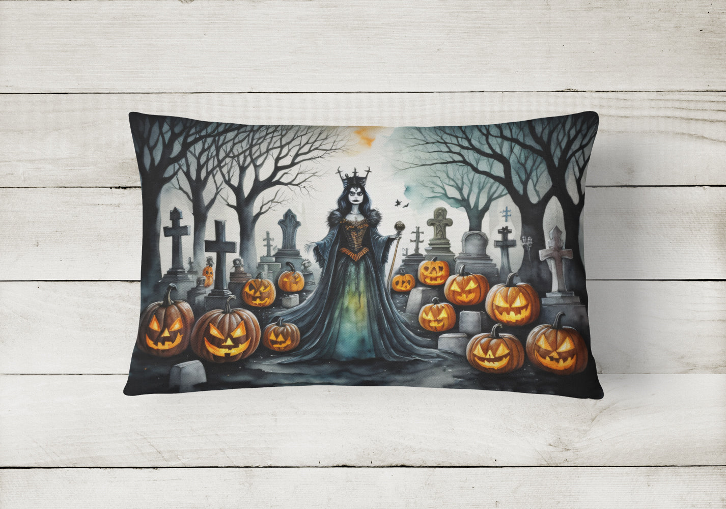 Evil Queen Spooky Halloween Throw Pillow