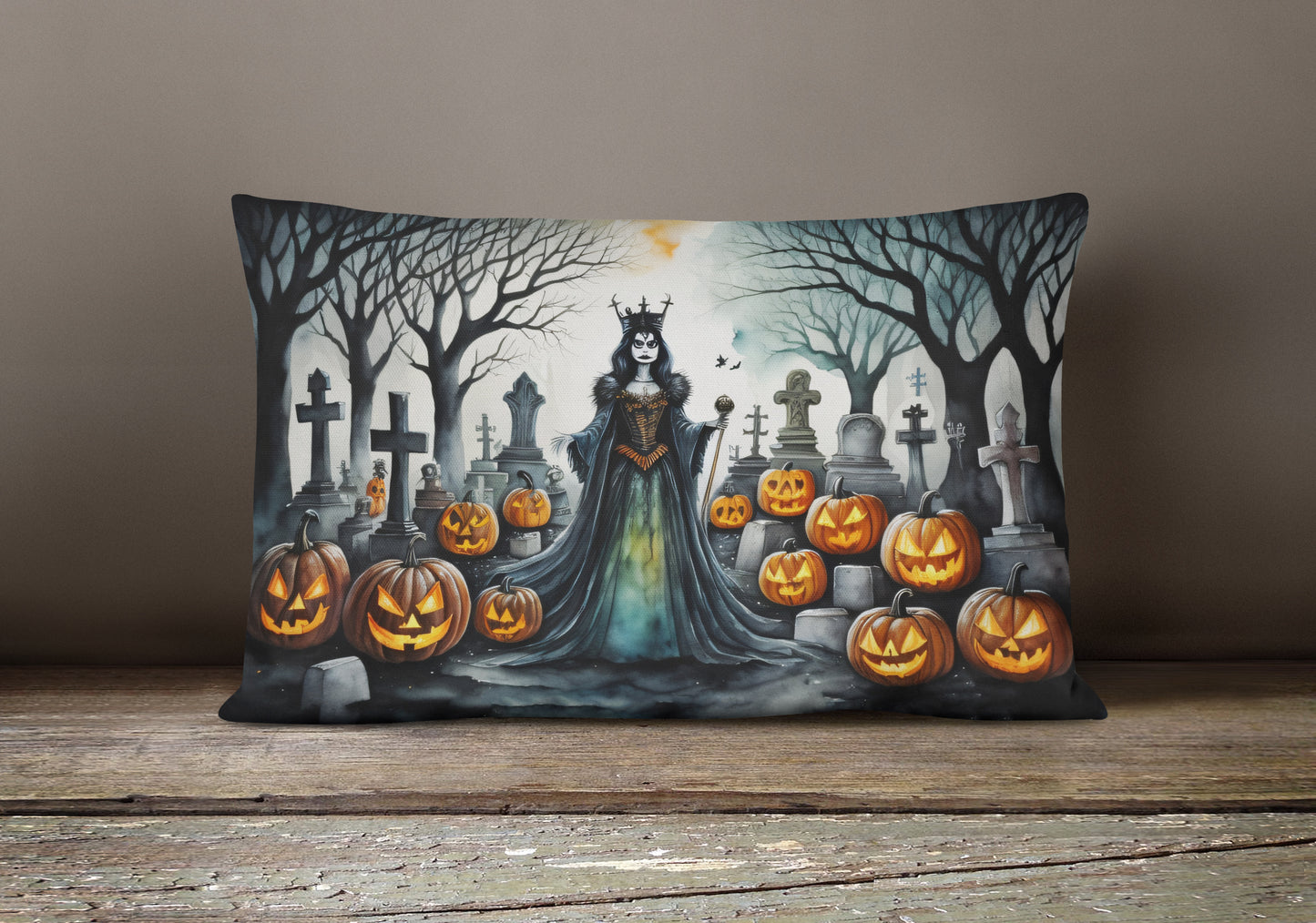 Evil Queen Spooky Halloween Throw Pillow