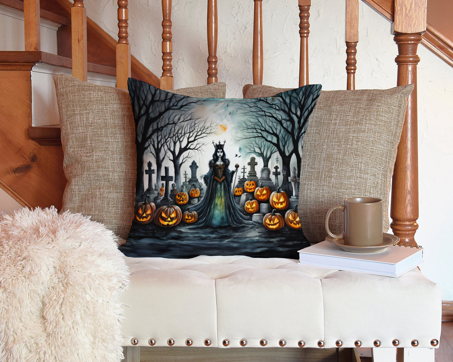 Evil Queen Spooky Halloween Throw Pillow