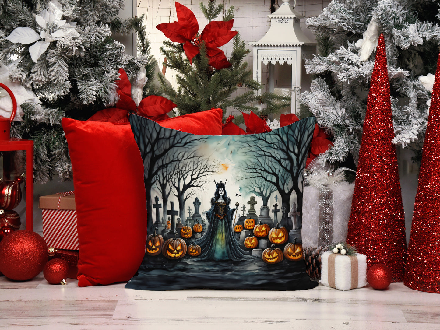 Evil Queen Spooky Halloween Throw Pillow