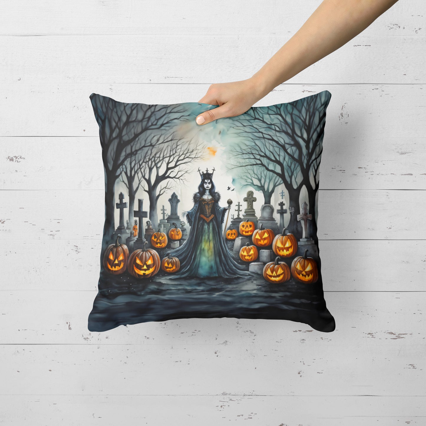 Evil Queen Spooky Halloween Throw Pillow