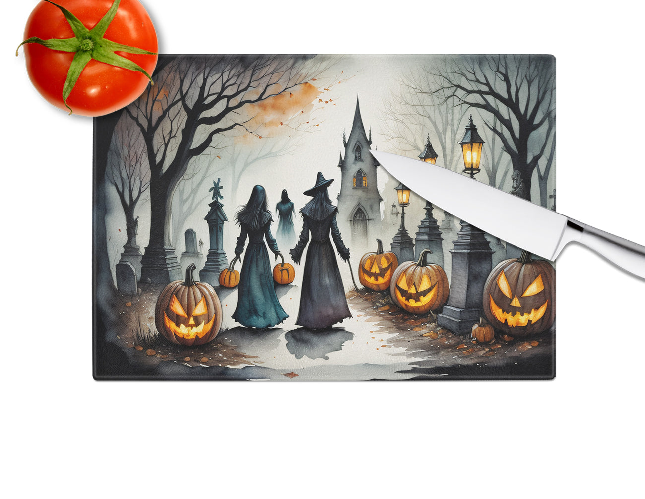 Vampires Spooky Halloween Glass Cutting Board