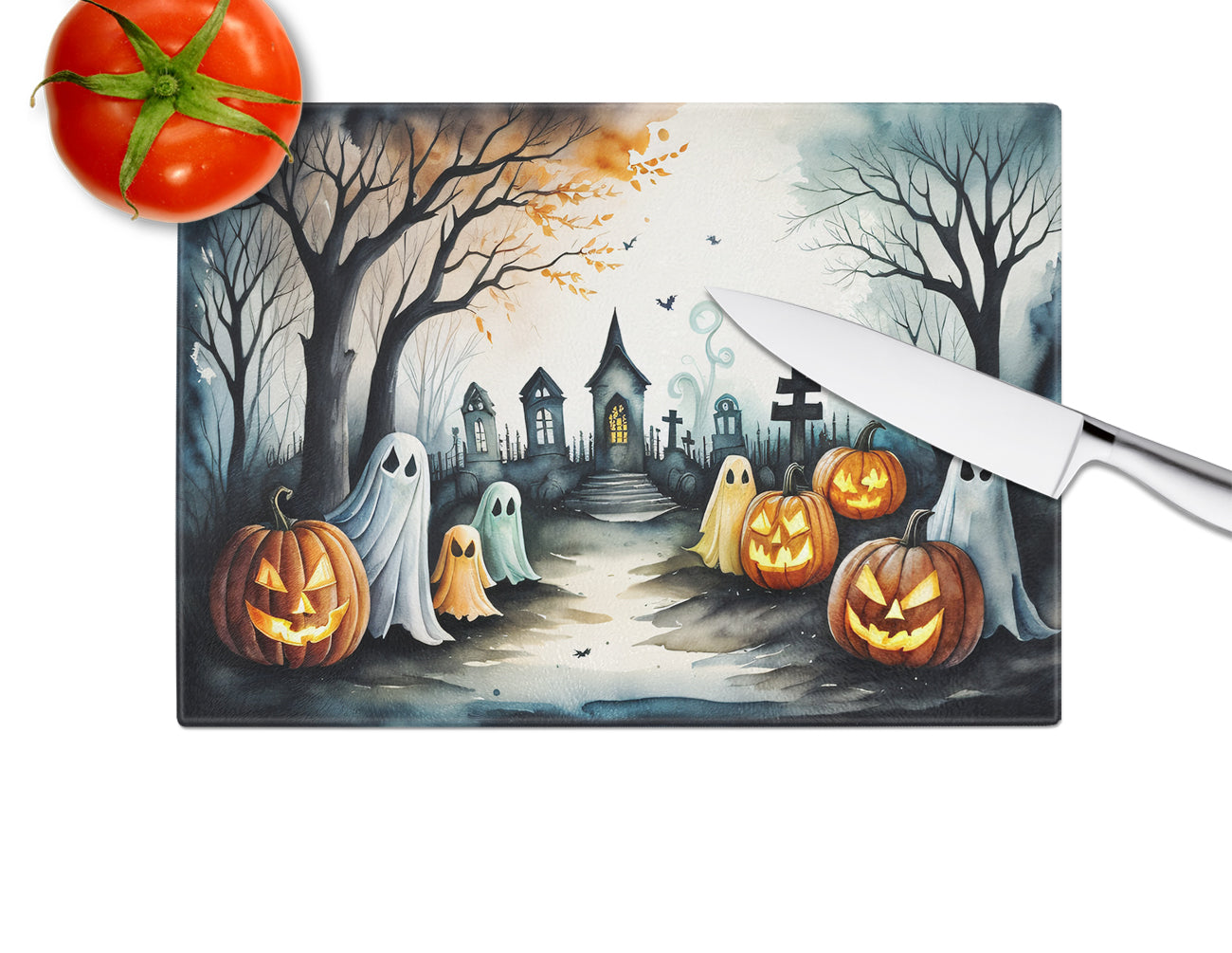 Ghosts Spooky Halloween Glass Cutting Board