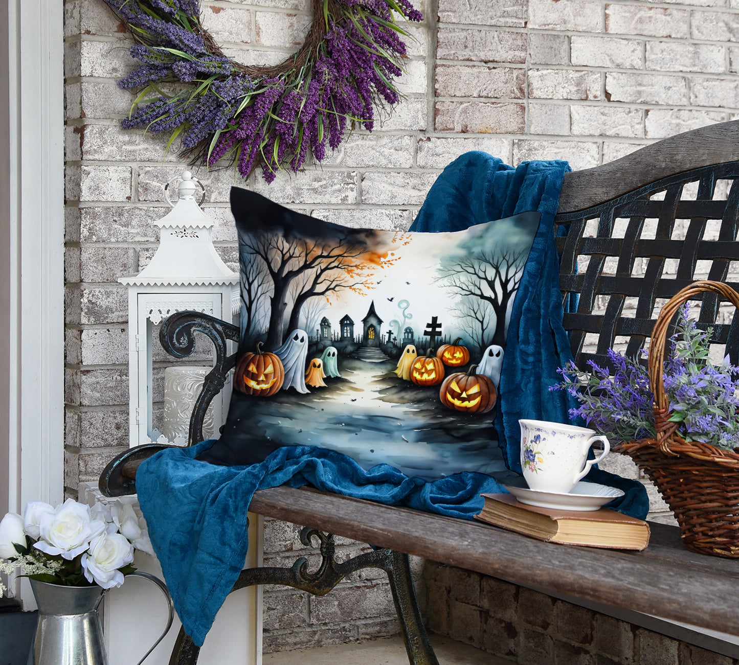 Ghosts Spooky Halloween Throw Pillow