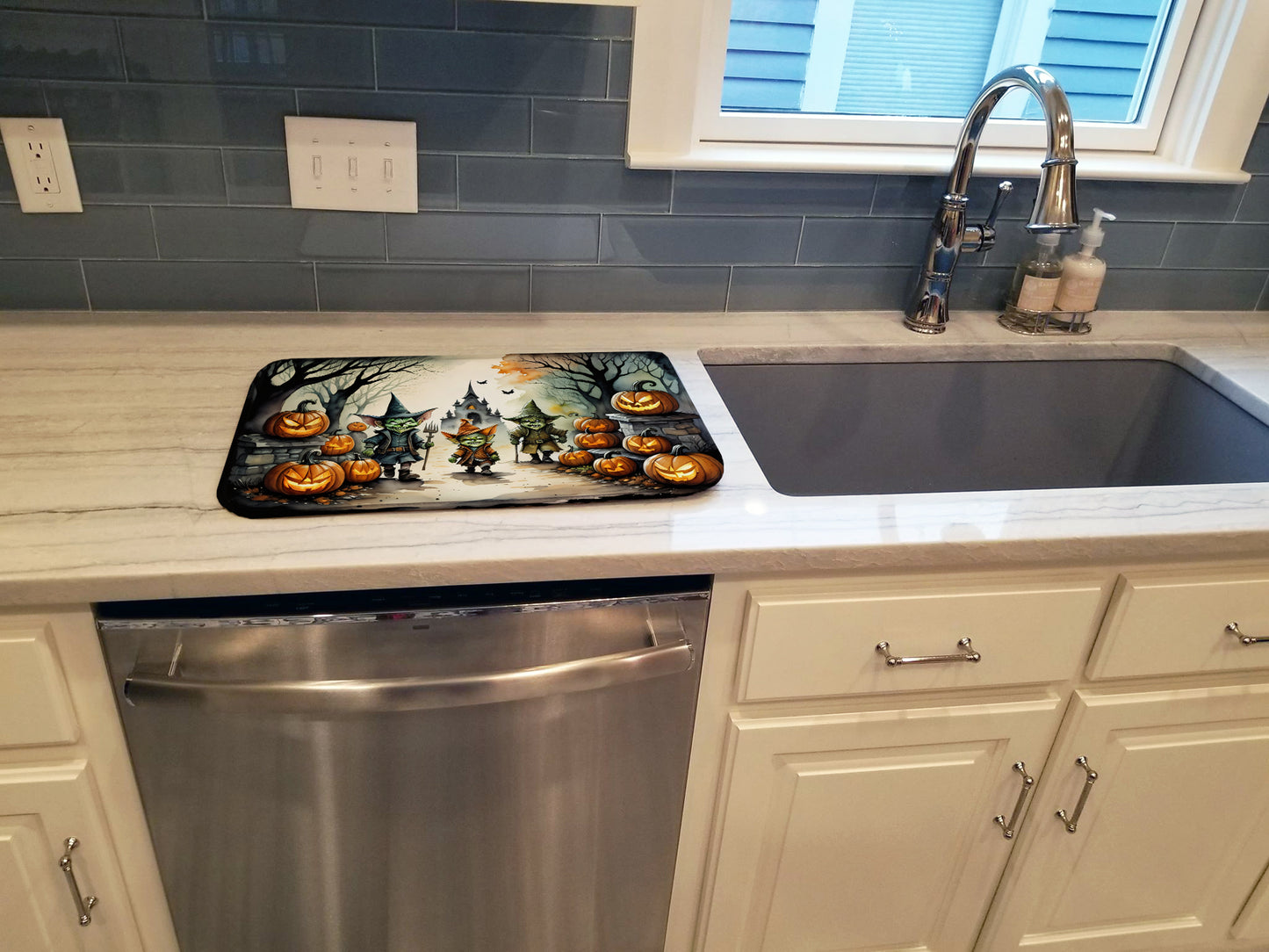 Goblins Spooky Halloween Dish Drying Mat