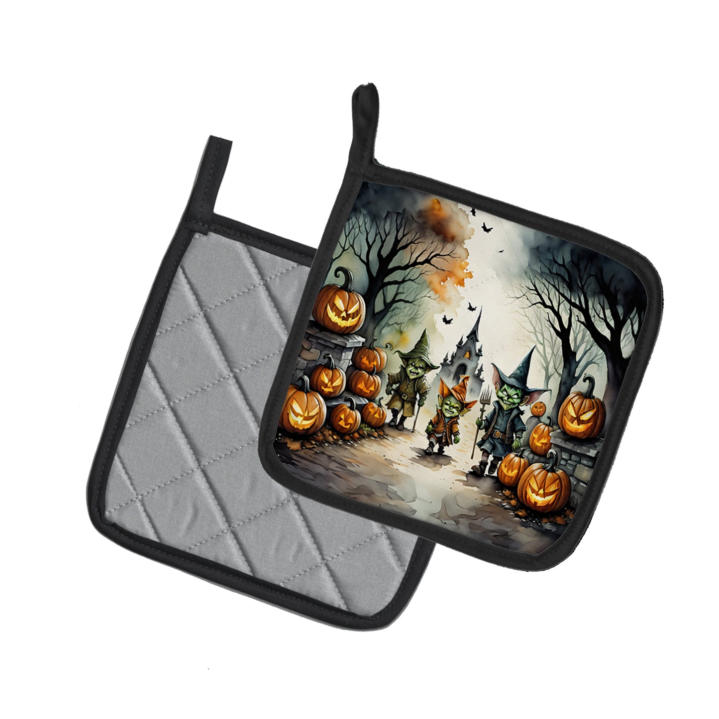 Goblins Spooky Halloween Pair of Pot Holders