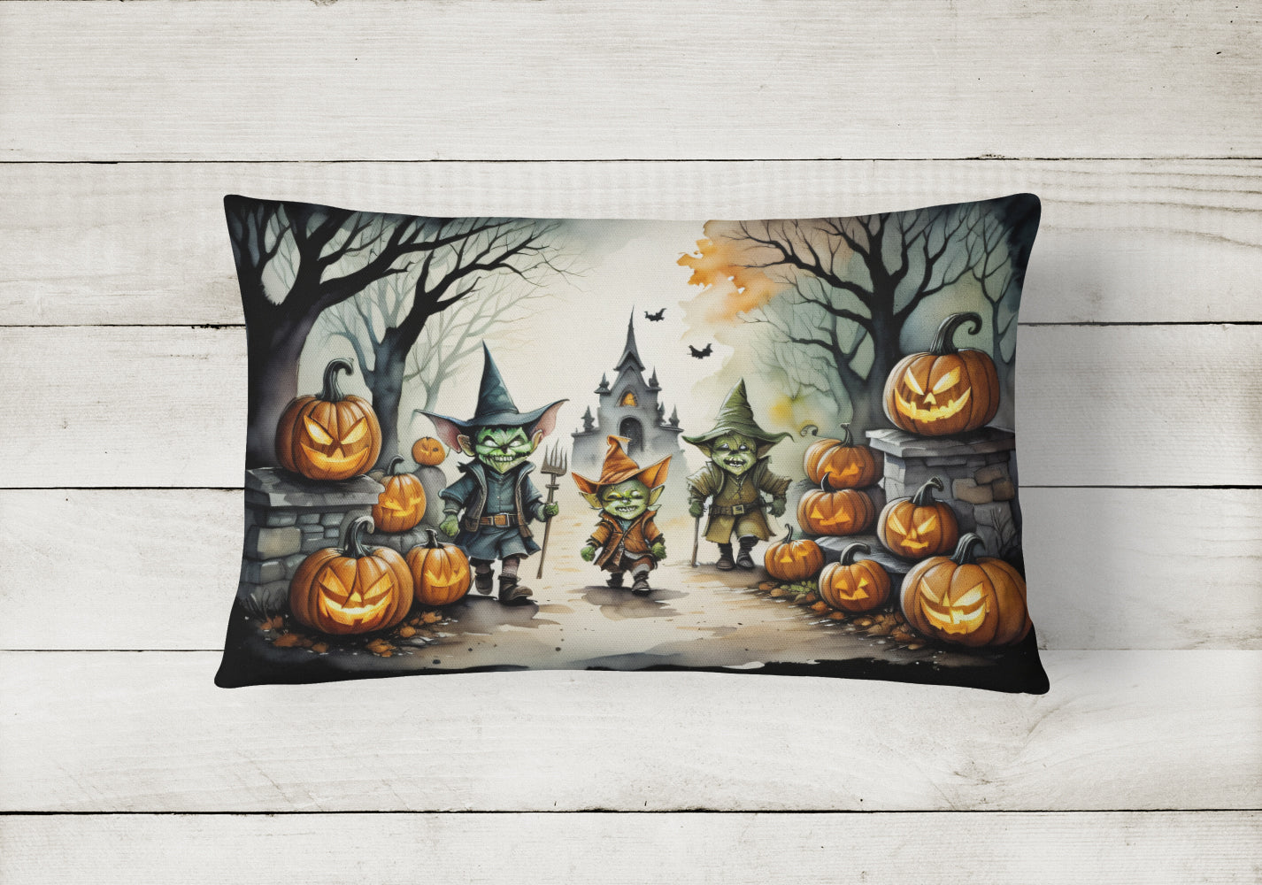 Goblins Spooky Halloween Throw Pillow