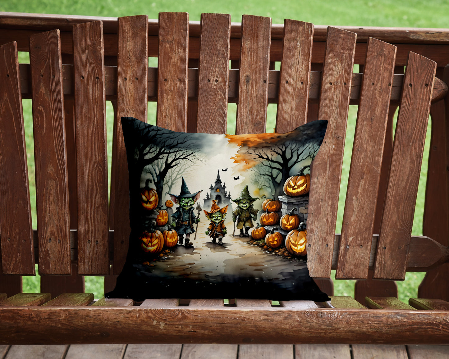 Goblins Spooky Halloween Throw Pillow