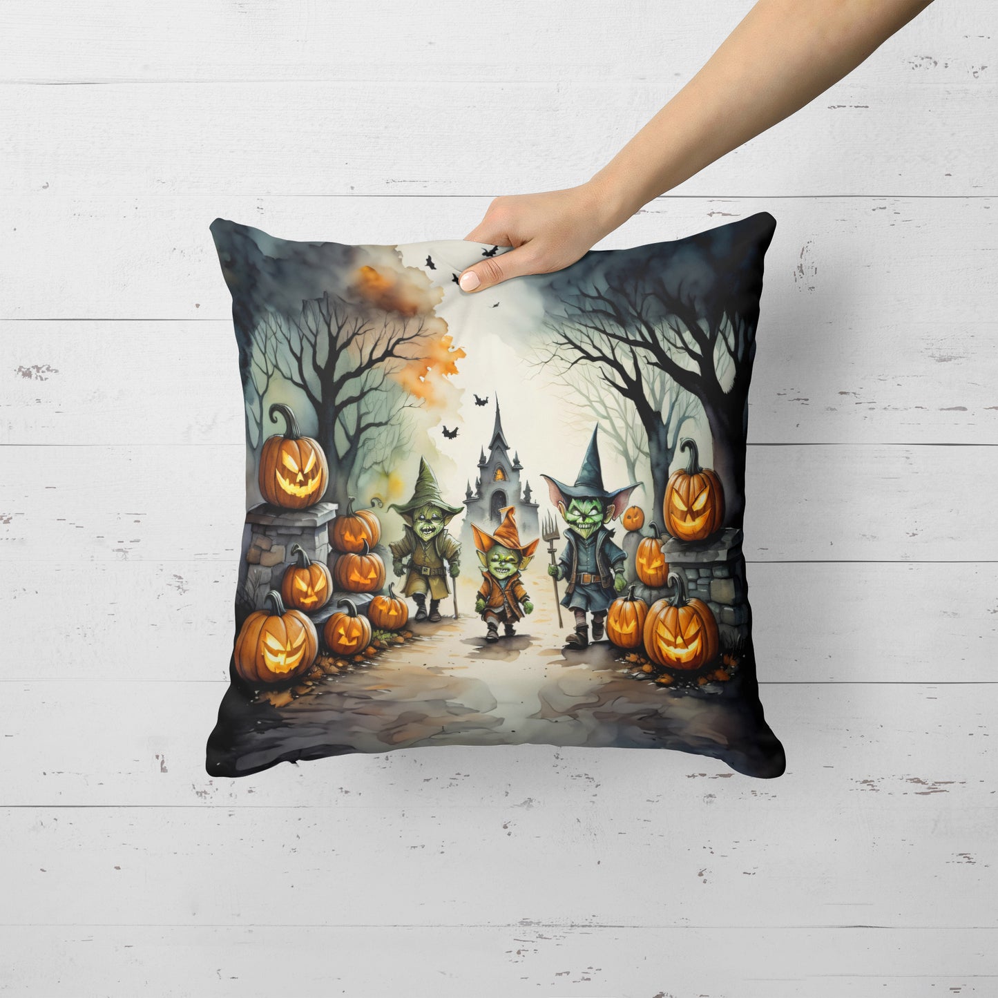 Goblins Spooky Halloween Throw Pillow