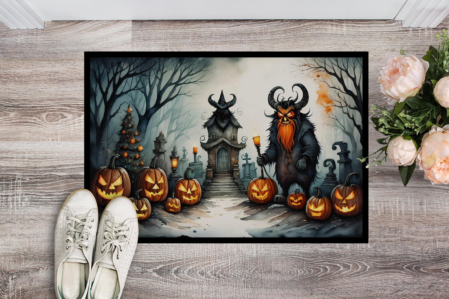 Krampus The Christmas Demon Spooky Halloween Doormat