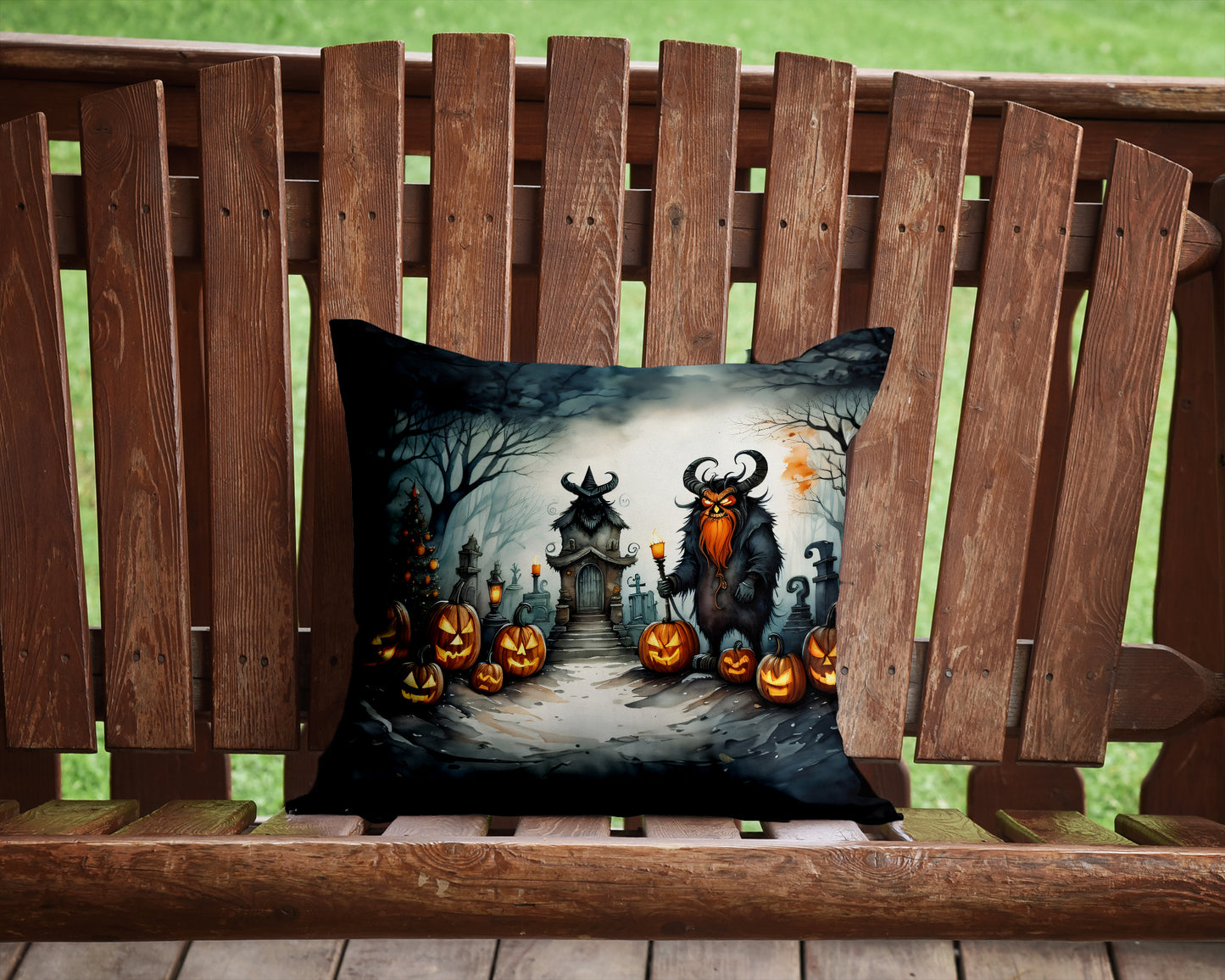 Krampus The Christmas Demon Spooky Halloween Throw Pillow