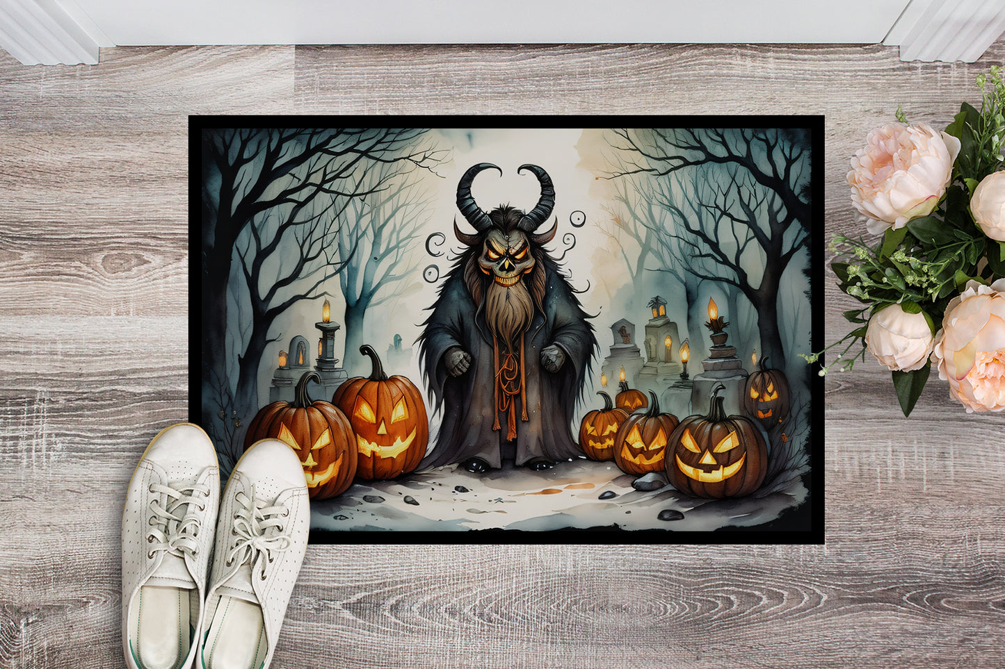 Krampus The Christmas Demon Spooky Halloween Doormat