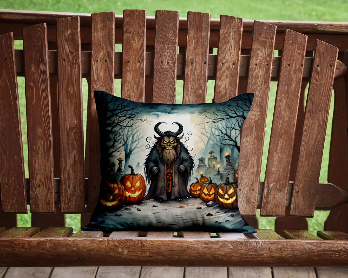 Krampus The Christmas Demon Spooky Halloween Throw Pillow