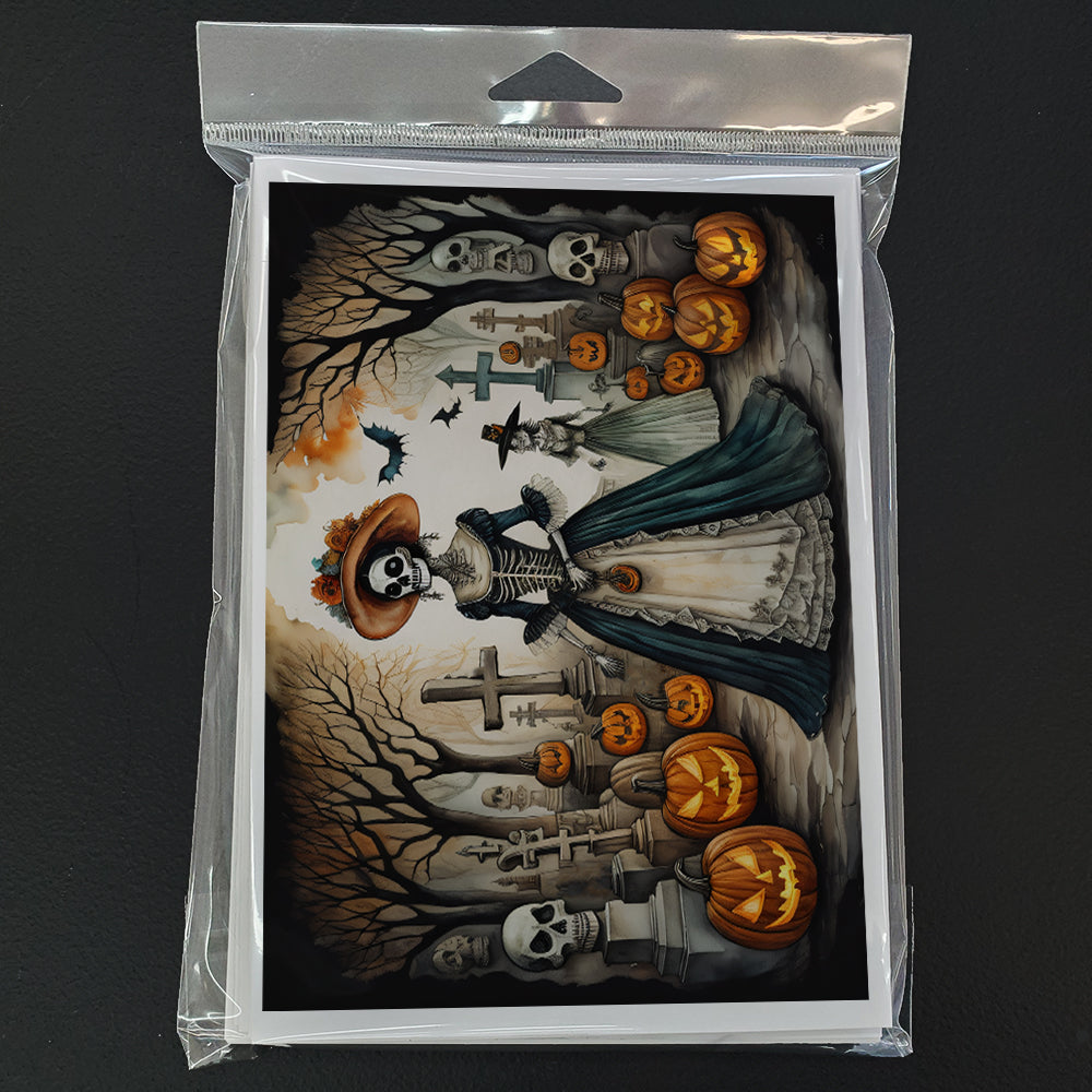 La Catrina Skeleton Spooky Halloween Greeting Cards Pack of 8