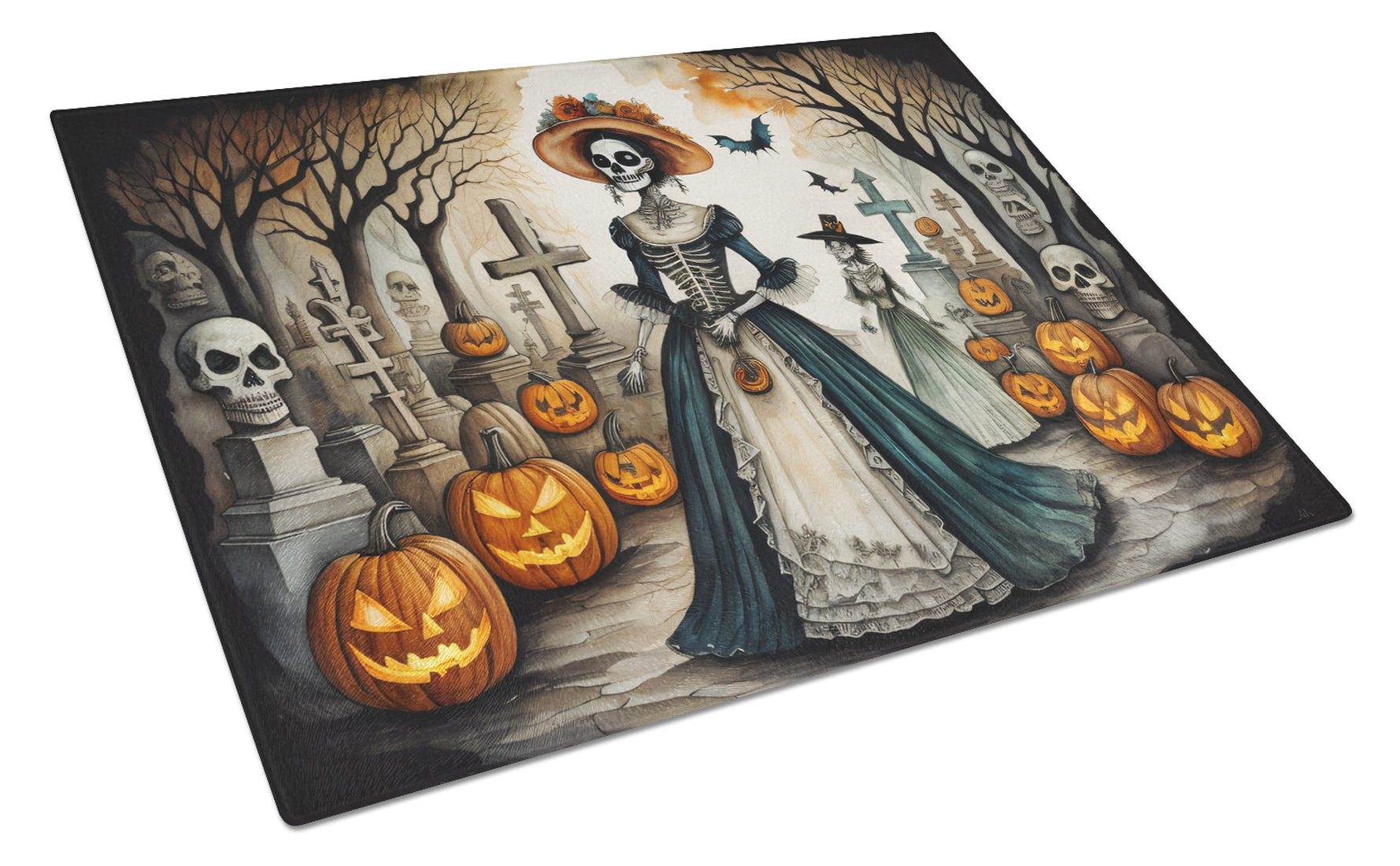 Buy this La Catrina Skeleton Spooky Halloween Glass Cutting Board